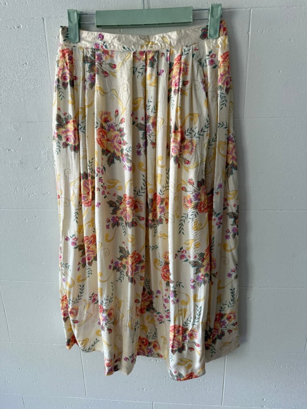 Vintage | Butter Yellow Floral Midi Summer Cottagecore Skirt | Small - Picture 1 of 7